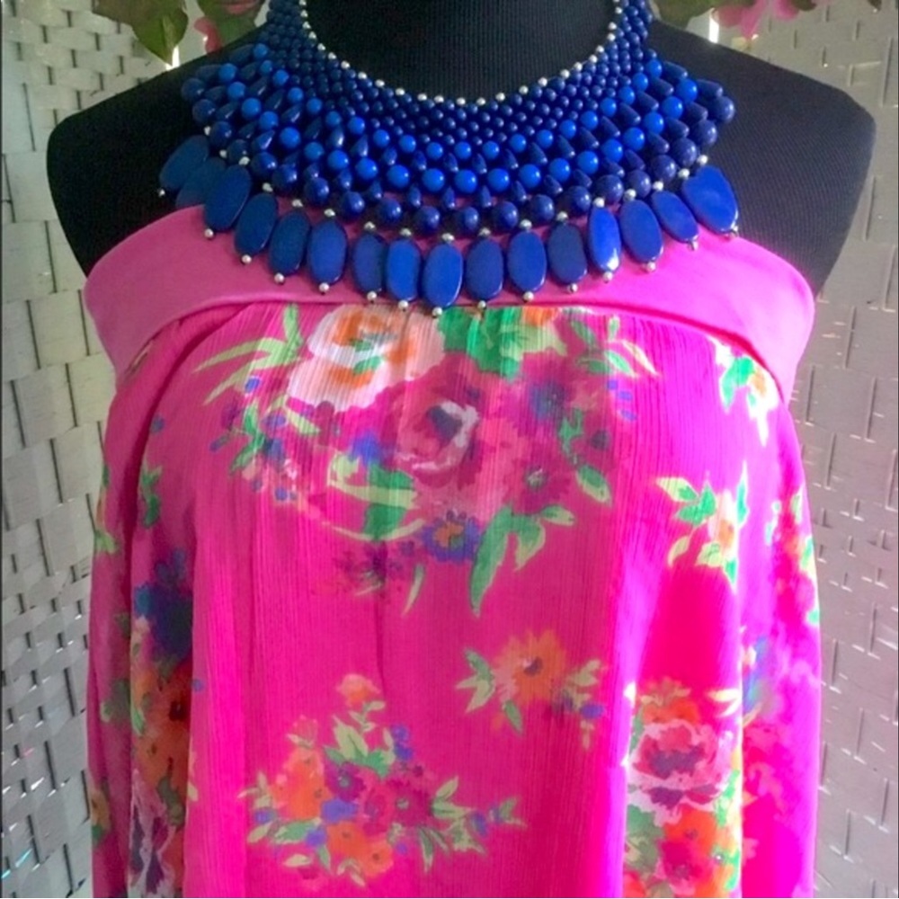 💖See New Listing💖   💙🌸  Blue Statement Bib Necklace  🌸💙New💙🌸 - Picture 7 of 11